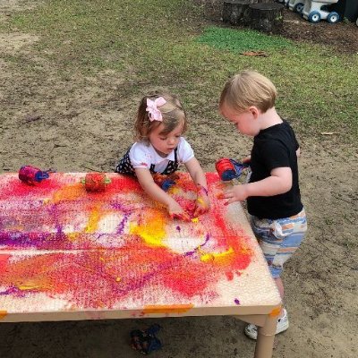 painting on outdoor table